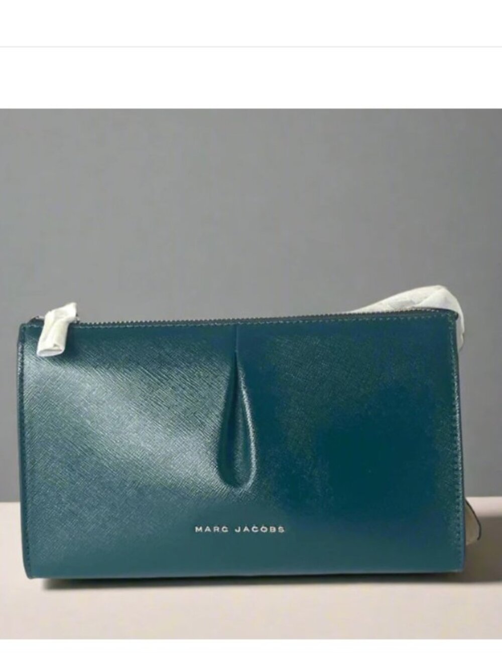 Marc Jacobs Colorblock Saffiano Leather Crossbody Clutch Green Silver Bag